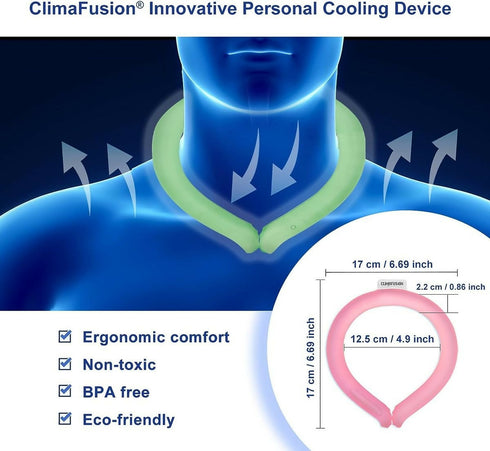 Wearable Personal Air Conditioner Reusable Cool Gel Neck Cooling Ring - Green