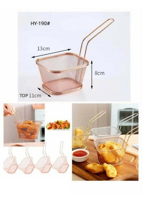 Stainless Steel Potato Chips Frying Basket - Rose Gold