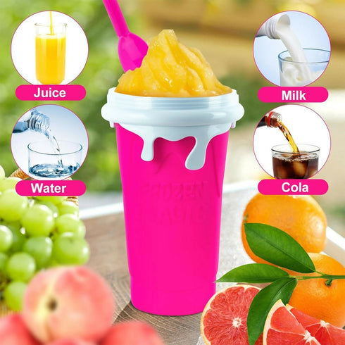 Slushie Maker Cup 500ML Magic Quick Frozen Smoothies Cup DIY Ice-Cream - Pink