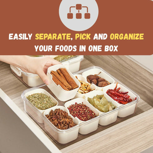 8 Grid Airtight Spice Container Set with Removable Inner Cups