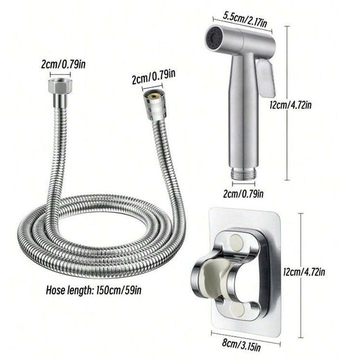 Stainless Steel Handheld Bidet Sprayer With Adjustable Water Flow - Silver