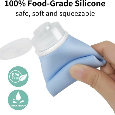 Leak-Proof Silicone Travel Bottle Set with Labels & Carry Bag - 2 Pack
