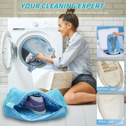 Hands-Free Washing Machine Shoe Bag - Blue 4 Pieces