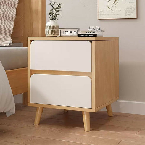 Modern 2-Drawer Nordic Nightstand - Compact Oak Bedside Table- 36x34x46cm