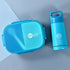 BPA free 3 compartment 900ml Plastic lunch box with 350ml Water Bottle Set - blue
