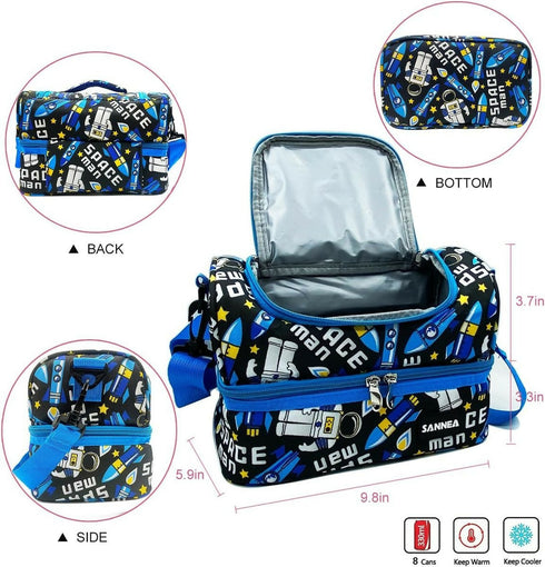 Thermal Insulated Tiffin Bags for Kids Two Layer - 5L - Rocket