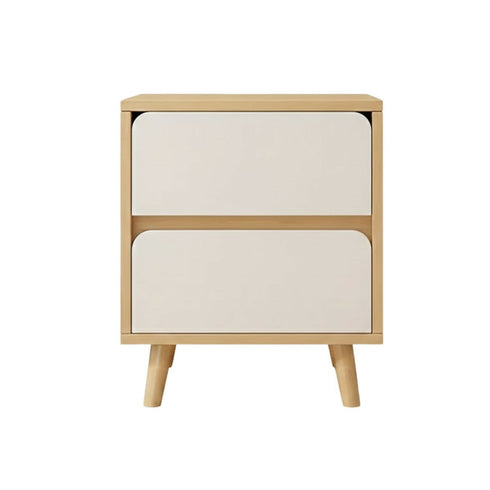 Modern 2-Drawer Nordic Nightstand - Compact Oak Bedside Table- 36x34x46cm