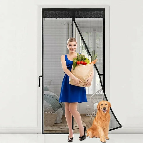 Pack of 2 - Magic Mesh - Hands-Free Magnetic Screen Door - black