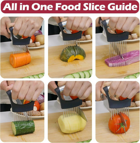 Stainless Steel Onion Needle Slicer, Onion Insertion Kitchen Tool-Green