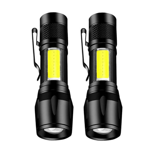 Torch Flashlight with Zoom - Rechargeable - 2 Pack