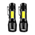 Torch Flashlight with Zoom - Rechargeable - 2 Pack