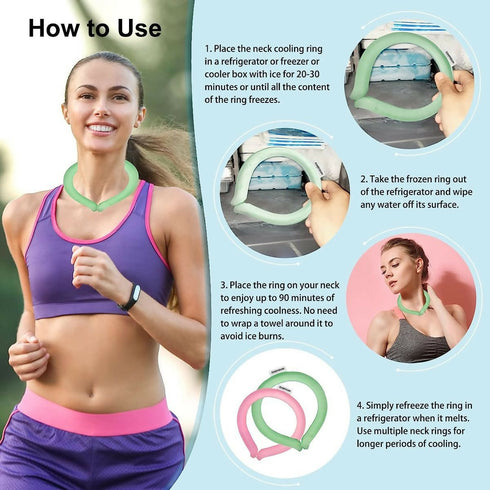 Wearable Personal Air Conditioner Reusable Cool Gel Neck Cooling Ring - Green