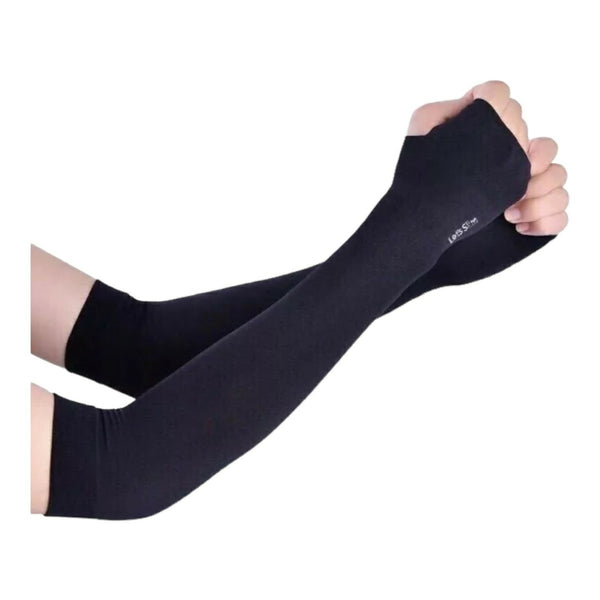 Let's Slim Arm Sleeves UV Sun Protection Arm Cover Sleeves - Black
