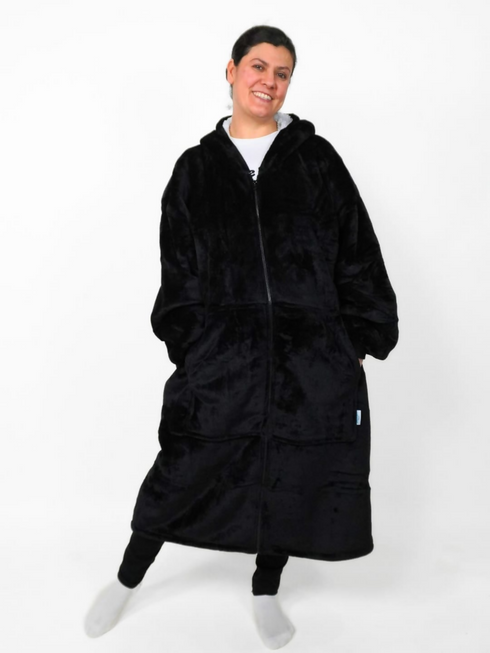 Black Extra long Full Zip hoodie