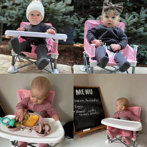 Portable Children Chair With Detachable Eating Tray - Pink