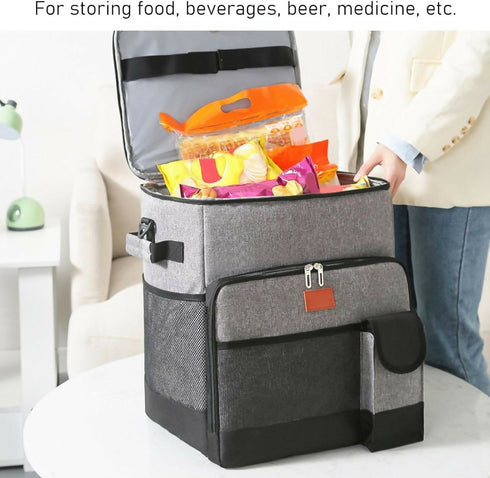 Foldable Insulated Trolley With Wheels Picnic Keep Warm Cooler Bento Bag