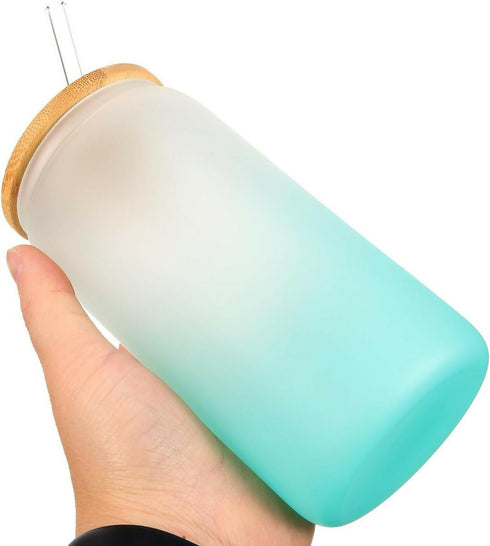 Multi-Functional Glass Cup With Bamboo Lid And Straw