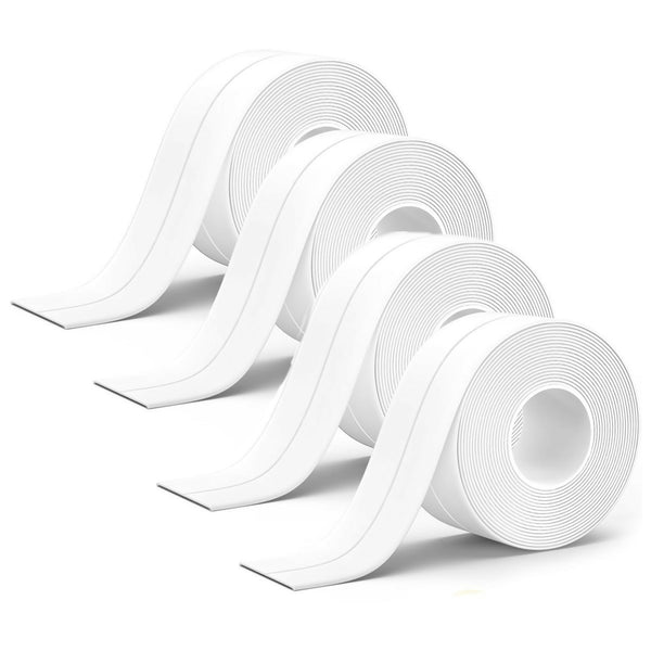 4 PCs 3.8CM X 5M PVC Self Bath & Kitchen Caulk Tape Sealant Strip Set