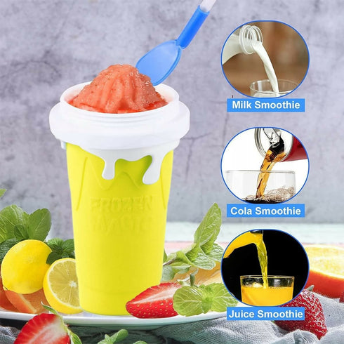 Slushie Maker Cup 500ML Magic Quick Frozen Smoothies Cup DIY Ice-Cream - Yellow
