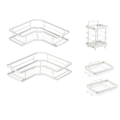 5 Piece Set Metal Triangle Corner Storage Rack For Bathroom Shower - White