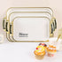 Serving Tray Fruit Dinner Food Tray Rectangle with Golden Handles - 3 Pack