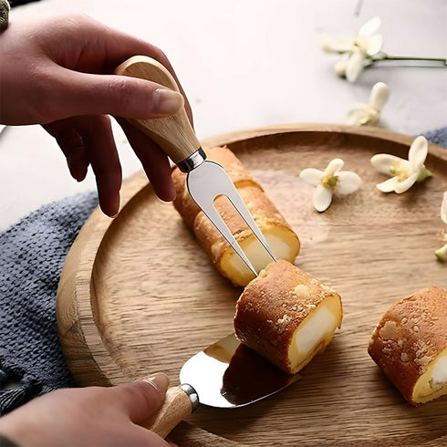 4Pcs Quality Wood Handle Multipurpose Cheese Knife Set