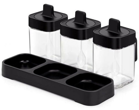 3 Spice Jar Set - black