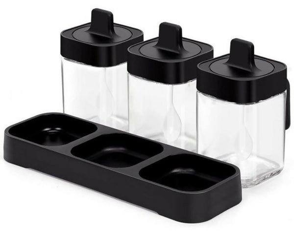 3 Spice Jar Set - black
