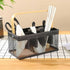 Cutlery Organizer Basket with Bamboo Handle - black