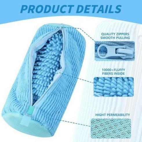 Hands-Free Washing Machine Shoe Bag - Blue 4 Pieces