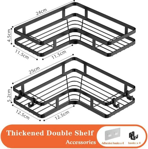 5 Piece Set Metal Triangle Corner Storage Rack For Bathroom Shower - Black