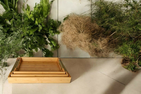 Bamboo Serving Tray Set 3 Pieces