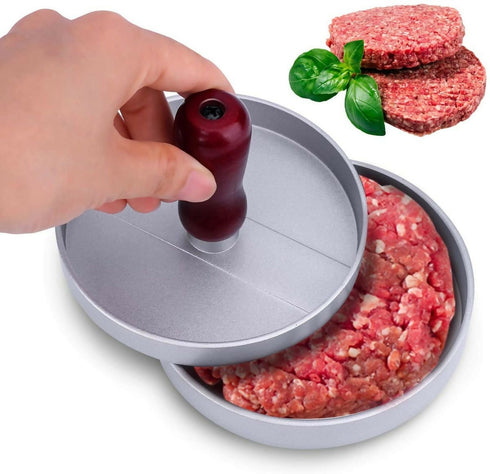 Round Burger Patty Press with Wooden Handle
