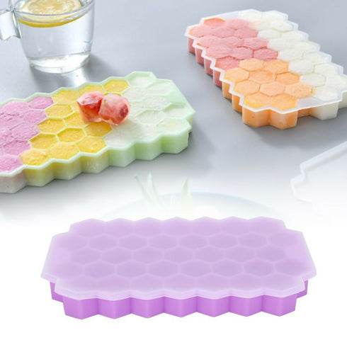 2 Pieces Food Grade Silicone Ice Tray 37 Grid - Purple