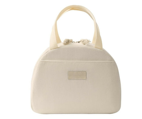 Corduroy Lunch Tote Cooler Bag Insulated with Handle Beige Work Campus