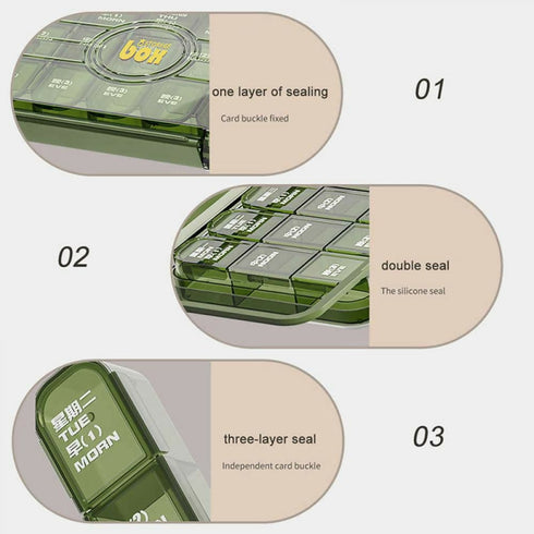 PA-Free Moisture-proof Medicine Storage Box 7 Days - 3 Times a Day