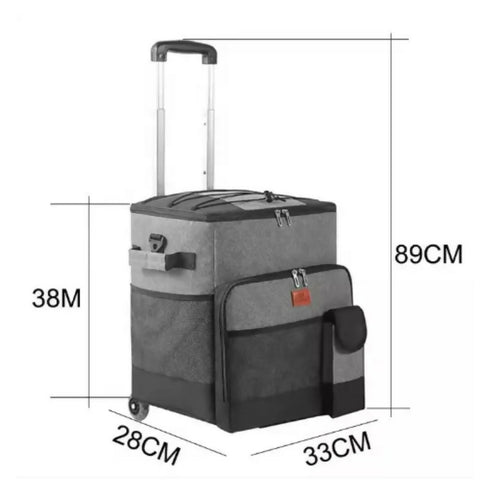 Foldable Insulated Trolley With Wheels Picnic Keep Warm Cooler Bento Bag