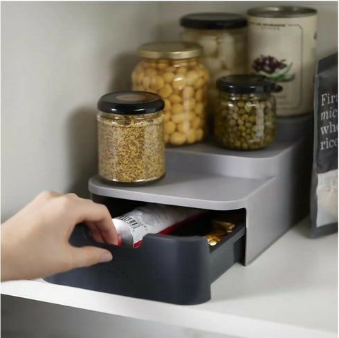 Step Style Spice Organizer With Drawer - Grey