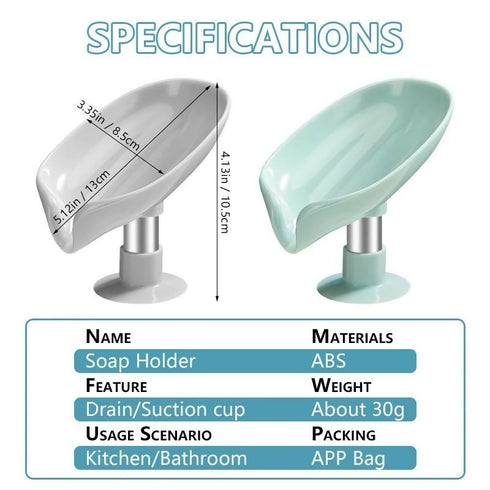 2 Pack Soap Holder Drain Water Soap Dish Leaf Shape Soap Box Shower Soap Drainer - Green