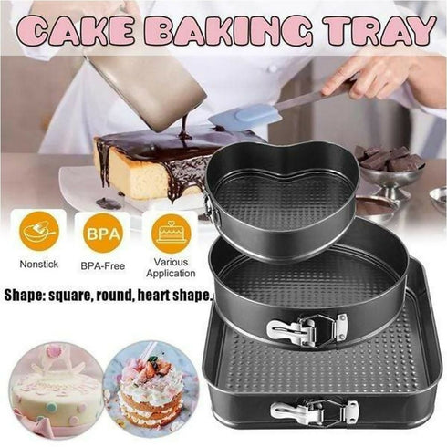 Non Stick Shape Cake Mould Pan 3 Pieces & Muffin Pan 12 Cup (Combo)