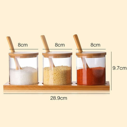 Glass and Bamboo Seasoning Jars