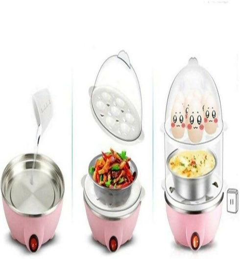 Electric Egg Boiler, 2 Tier Automatic 1 to 14 Egg Cooker - Pink