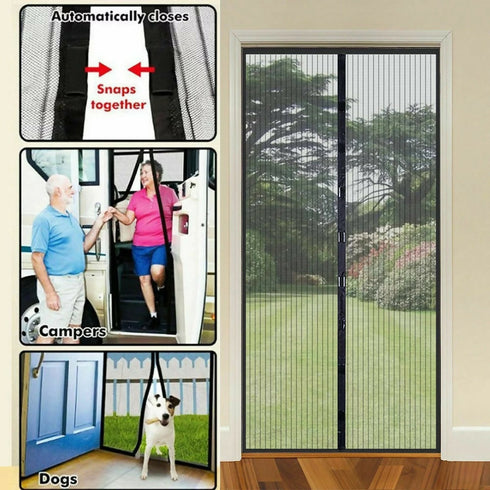 Pack of 2 - Magic Mesh - Hands-Free Magnetic Screen Door - black