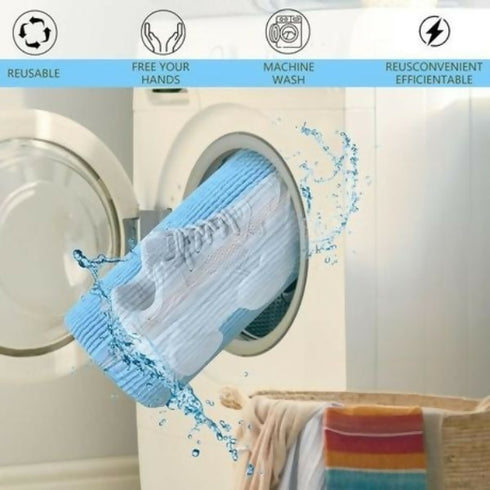 Hands-Free Washing Machine Shoe Bag - Blue 4 Pieces