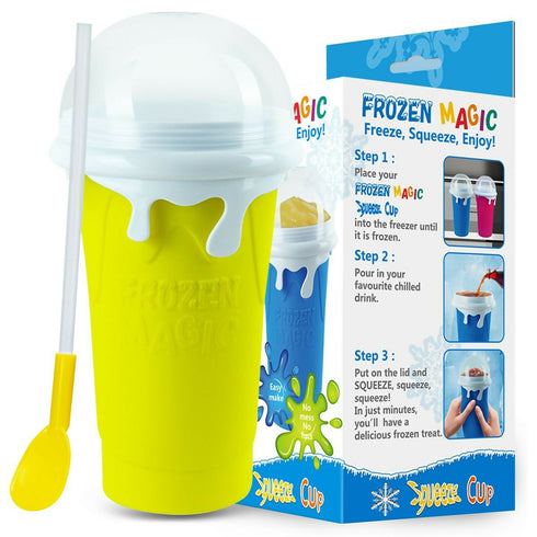 Slushie Maker Cup 500ML Magic Quick Frozen Smoothies Cup DIY Ice-Cream - Yellow