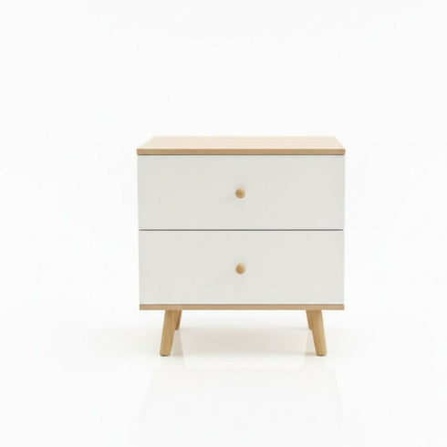 Two Drawer Bedside Table- Side Table With 2 Drawer-7016-Brown