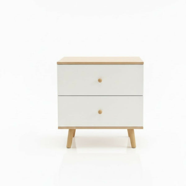 Two Drawer Bedside Table- Side Table With 2 Drawer-7016-Brown