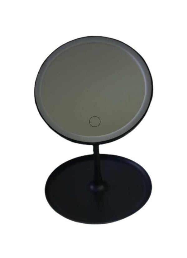 LED Makeup Mirror And Storage Tray - Black