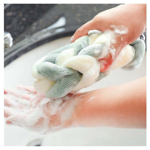 Stretchable Loofah Sponge Back Scrubber - Green