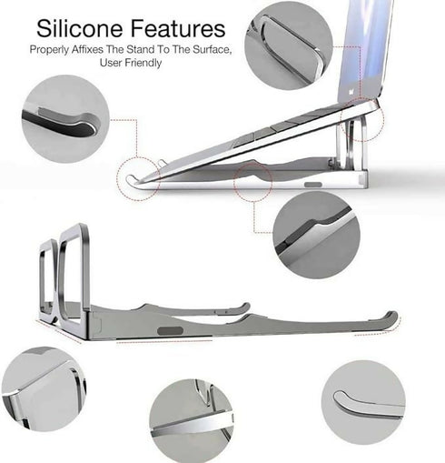 Aluminum Portable Foldable Fashionable Glasses Design Laptop Stand - Grey